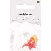 Pompons en coton 11 mm avec anneau ouvert argenté - Fluo x6