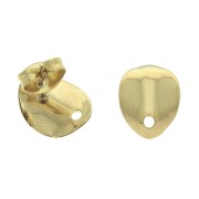 Clous d'oreilles ovale design 11x8.6 mm avec 1 trou en Acier inox 304 Doré x2