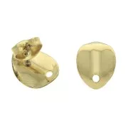 Clous d'oreilles ovale design 11x8.6 mm avec 1 trou en Acier inox 304 Doré x2