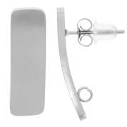 Clous d'oreilles rectangle 21.5x6.5 mm - anneau ouvert - Acier inox 304L x2