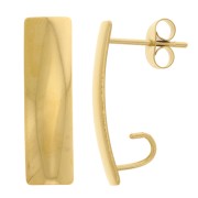 Clous d'oreilles rectangle 21x6 mm avec 1 crochet ouvert - Acier inox 304L Doré x2|raw }}