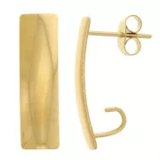Clous d'oreilles rectangle 21x6 mm avec 1 crochet ouvert - Acier inox 304L Doré x2