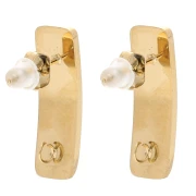 Clous d'oreilles rectangle 21.5x6.5 mm - anneau ouvert - Acier inox 304L Doré x2