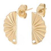 Clous d'oreilles demi-cercle effet plissé 15x7 mm avec 1 trou - Acier inox Doré x2|raw }}