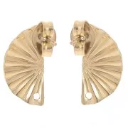 Clous d'oreilles demi-cercle effet plissé 15x7 mm avec 1 trou - Acier inox Doré x2