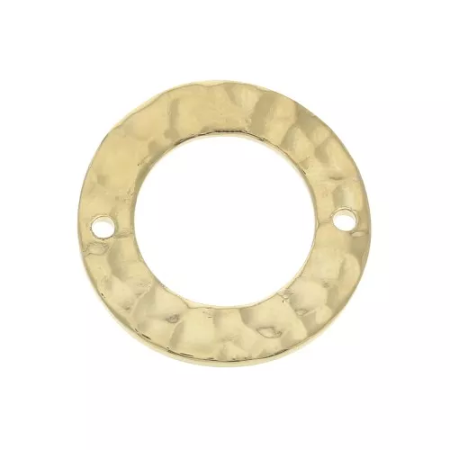 Intercalaire rond martelé 2 trous 20 mm - Plaqué Or 3 microns x1