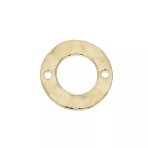 Intercalaire rond martelé 2 trous 15 mm - Plaqué Or 3 microns x1