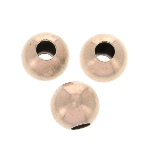 Perles rondes - Fabrication européenne - 6 mm Argent 925 Doré Rose x10