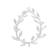 Pendentif couronne feuille de laurier 2 anneaux 29x23 mm - Placage argent fin x1