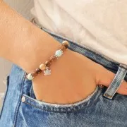 Perles rondes en bois de Jujubier 8 mm - Naturel x10