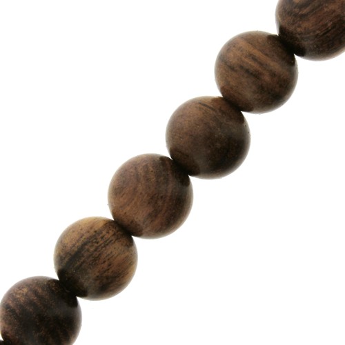 Perles rondes en bois de Santal 8 mm - Naturel x10