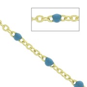 Chaîne maille Forçat limée 1.7 mm en laiton et résine époxy - Doré / Bleu x 1m|raw }}