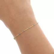 Chaîne maille Forçat limée 1.7 mm en laiton et résine époxy - Doré / Bleu x 1m