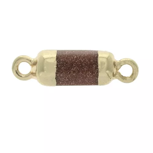 Intercalaire hexagone 2 anneaux - pierre imitation gemme Gold Stone 21x6mm Doré x1