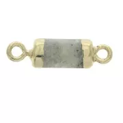 Intercalaire hexagone 2 anneaux pierre imitation gemme Labradorite 21x6 mm Doré x1