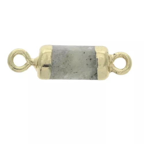 Intercalaire hexagone 2 anneaux pierre imitation gemme Labradorite 21x6 mm Doré x1