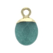 Pendentif goutte plate - pierre imitation gemme Jade teinté Vert 14x8.5mm Doré x1|raw }}