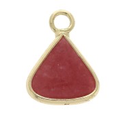 Pendentif triangle avec pierre imitation gemme Jade teinté Rouge 16x12.5mm Doré x1|raw }}