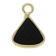 Pendentif triangle avec pierre imitation gemme Black Onyx 16x12.5 mm Doré x1