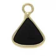 Pendentif triangle avec pierre imitation gemme Black Onyx 16x12.5 mm Doré x1