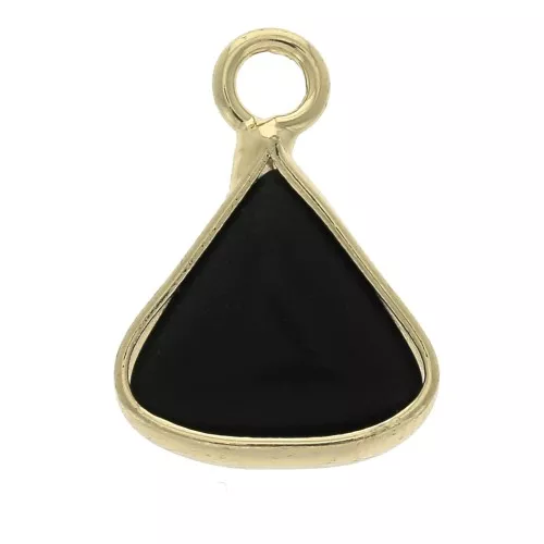 Pendentif triangle avec pierre imitation gemme Black Onyx 16x12.5 mm Doré x1