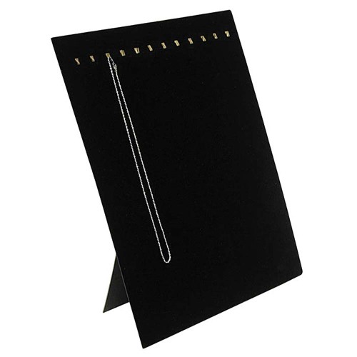 Présentoir rectangle pour colliers 38x30.5 cm effet velours - Noir x1