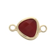 Intercalaire goutte 2 anneaux en laiton et verre facetté 14x9 mm Doré/Bordeaux x1