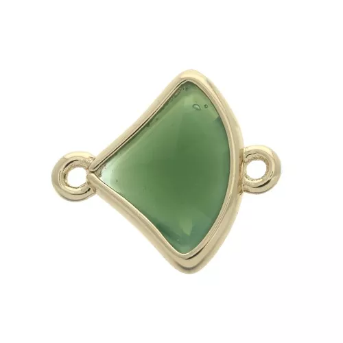 Intercalaire éventail 2 anneaux 15x12 mm en verre facetté - Doré - Vert x1