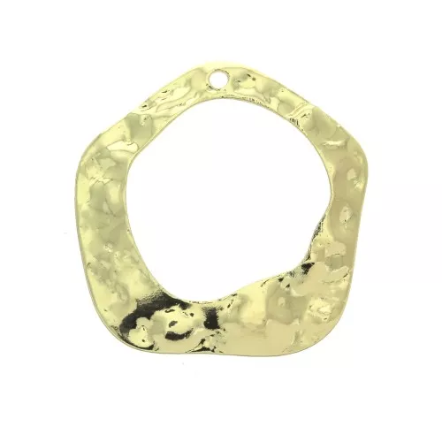 Pendentif pentagone irrégulier en laiton martelé 25x24 mm - Doré x1