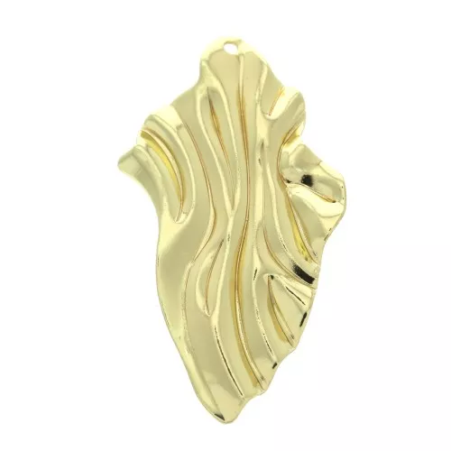 Pendentif irrégulier effet plissé en laiton 45x25 mm - Doré x1