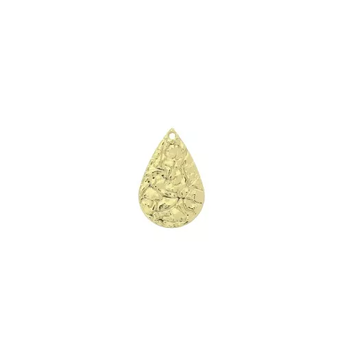 Breloque goutte en laiton martelé 18x11 mm - Doré x1