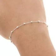 Chaîne maille forçat ovale alternée de perles rondes 2.5 mm (1x1) Argent 925 x50cm