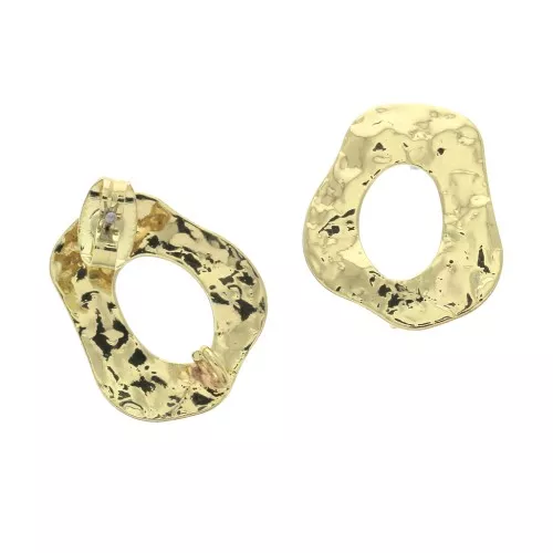 Clous d'oreilles irréguliers martelés - anneau ouvert à décorer 17x15 mm Doré x2