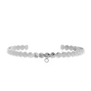 Bracelet jonc strié en laiton avec anneau fermé à décorer 4.6x160 mm - Rhodié x1