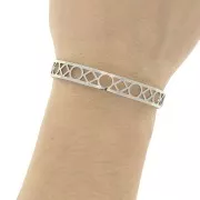 Bracelet jonc forme géométrique en laiton à décorer 9x160 mm - Rhodié x1