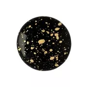 Cabochon rond en verre par Puca® 18 mm Jet Gold Splash x1