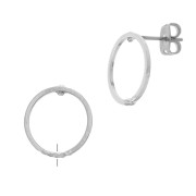 Clous d'oreilles design rond avec anneau à décorer en laiton 14 mm - Rhodié x2|raw }}