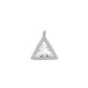 Breloque triangle avec Oxyde de Zirconium - 8x7mm - Rhodié/Cristal x1|raw }}