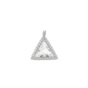 Breloque triangle avec Oxyde de Zirconium - 8x7mm - Rhodié/Cristal x1