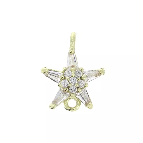 Intercalaire étoile avec oxydes de Zirconium 13x10 mm - Doré/Cristal x1