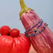 Breloque oeil bleu avec oxydes de Zirconium - 8x10.5 mm - Bleu / Rhodié x1