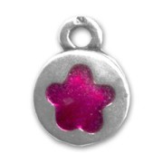 Breloque résine époxy fleur 13 mm Fuchsia x1