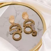 Clous d'oreilles ronds striés 19 mm - Doré à l'or fin x2