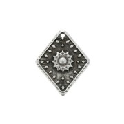 Pendentif losange travaillé 24x20 mm motif ethnique Placage Argent fin vieilli|raw }}