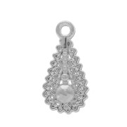 Breloque / Pendentif goutte travaillée en zamac 17x8.5 mm - Placage Argent fin vieilli x1|raw }}