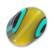 Olive plate 29x23 mm Olivine/Turquoise x1