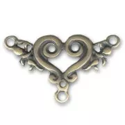 Intercalaire coeur 3 anneaux  25x41 mm bronze x1