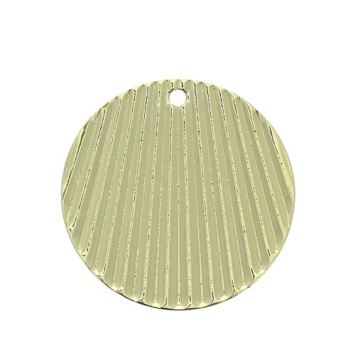 Pendentif rond effet plissé en laiton 21 mm - Doré x1