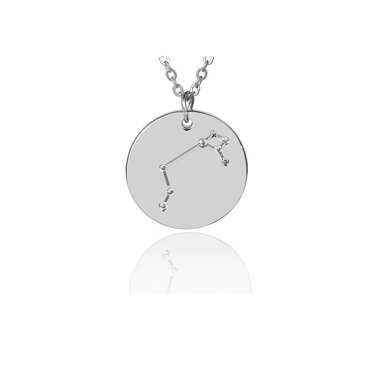 Pendentif Médaille Bélier (Aries) – Acier Chromé Argenté, Breloque Zodiaque