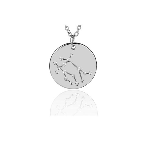 Pendentif constellation Gémeaux 20 mm avec anneau ouvert - Acier inox x1